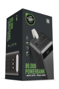 Powerway 80.000 Mah Kablolu Dijital Göstergeli Gerçek 80.000 Mah Garantili Işıklı Kamp Tx80 Siyah Powerbank resmi